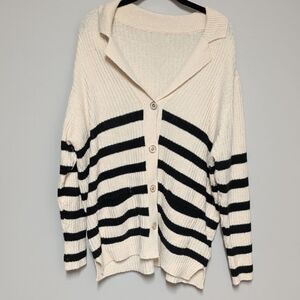 BloomChic Cream and Black Striped Cardigan
